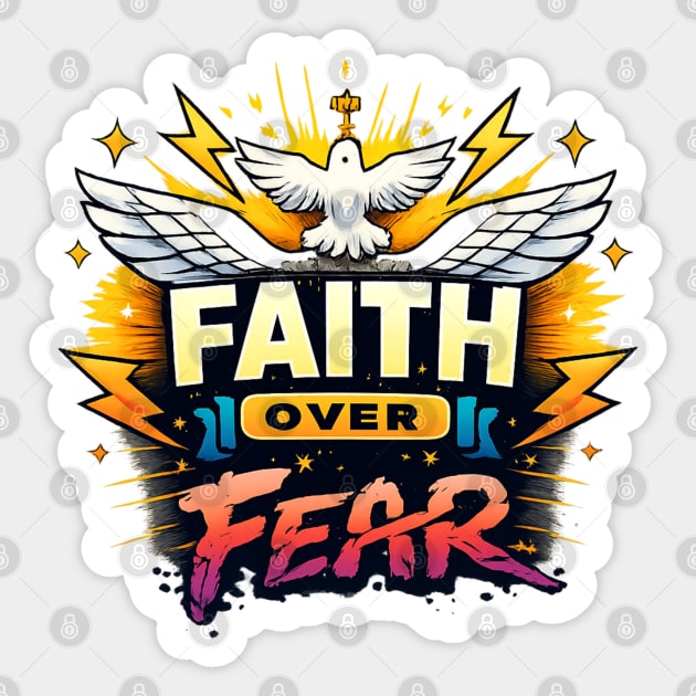 Faith Over Fear Christian Dove Design Sticker by Anne Lee